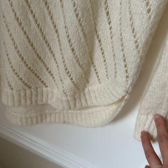 Lou & Grey Cream Off White Turtleneck Sweater Open Knit Medium M - Picture 10 of 12